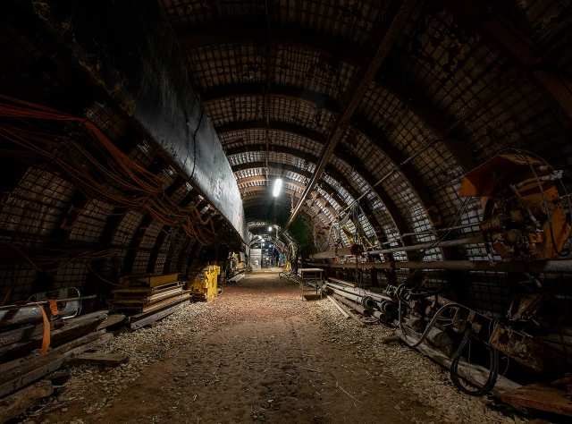 Ein Blick in einen langen Stollen